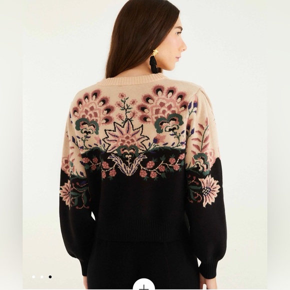 Farm Rio Belle Garden Mixed Knit Cardigan Size L - Picture 3 of 8